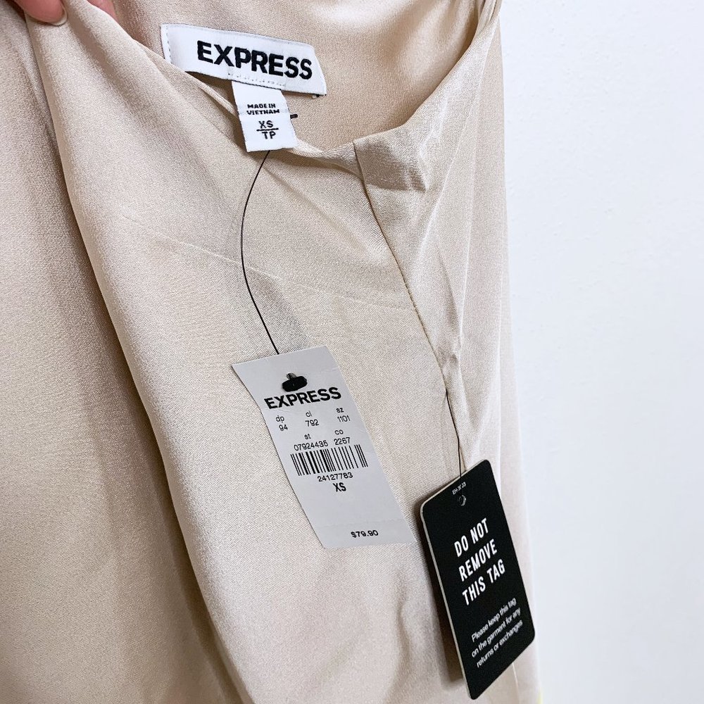 Express - NWT Satin Colorblock Slip Dress in Nude Sorbet - Picture 4 of 4